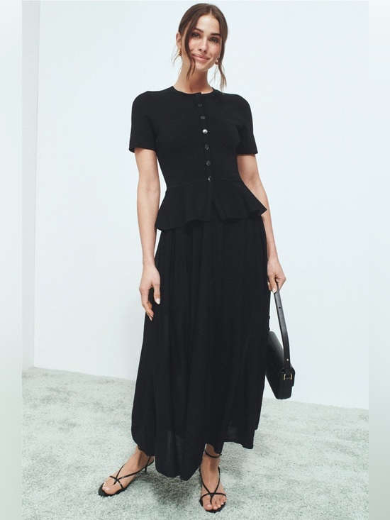 Sandro Dresses & Skirts - Sandro Judith Peplum Maxi Dress Black Size 8 / FR 40